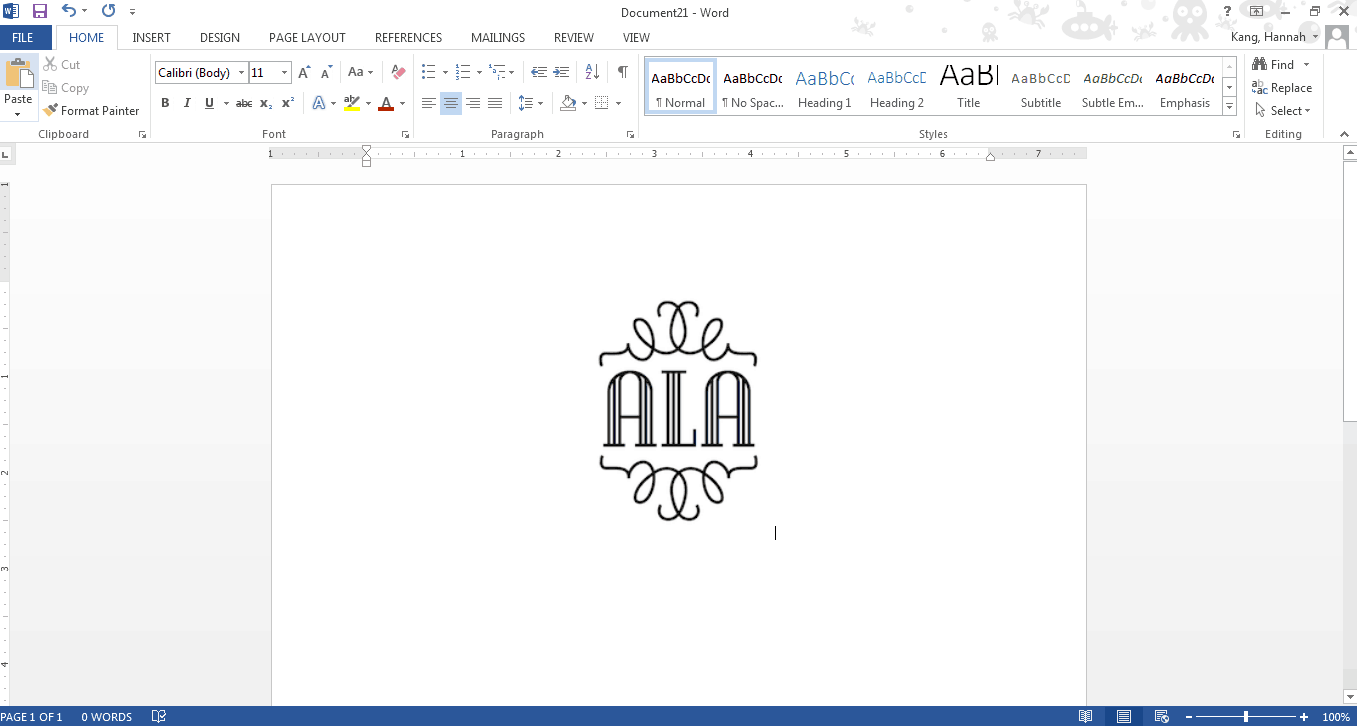 Monogram in Microsoft Word