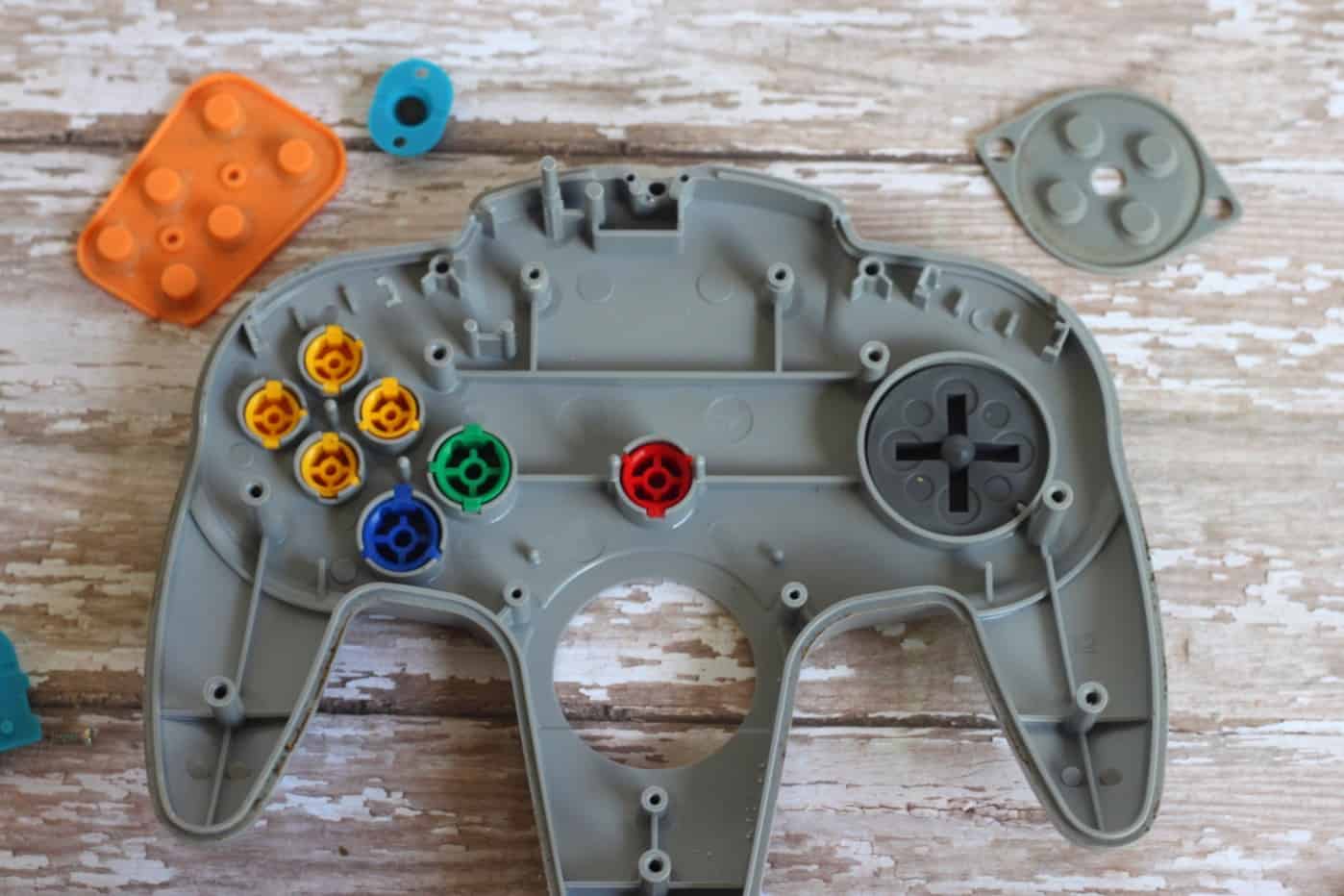 Nintendo 64 controller with the parts removed