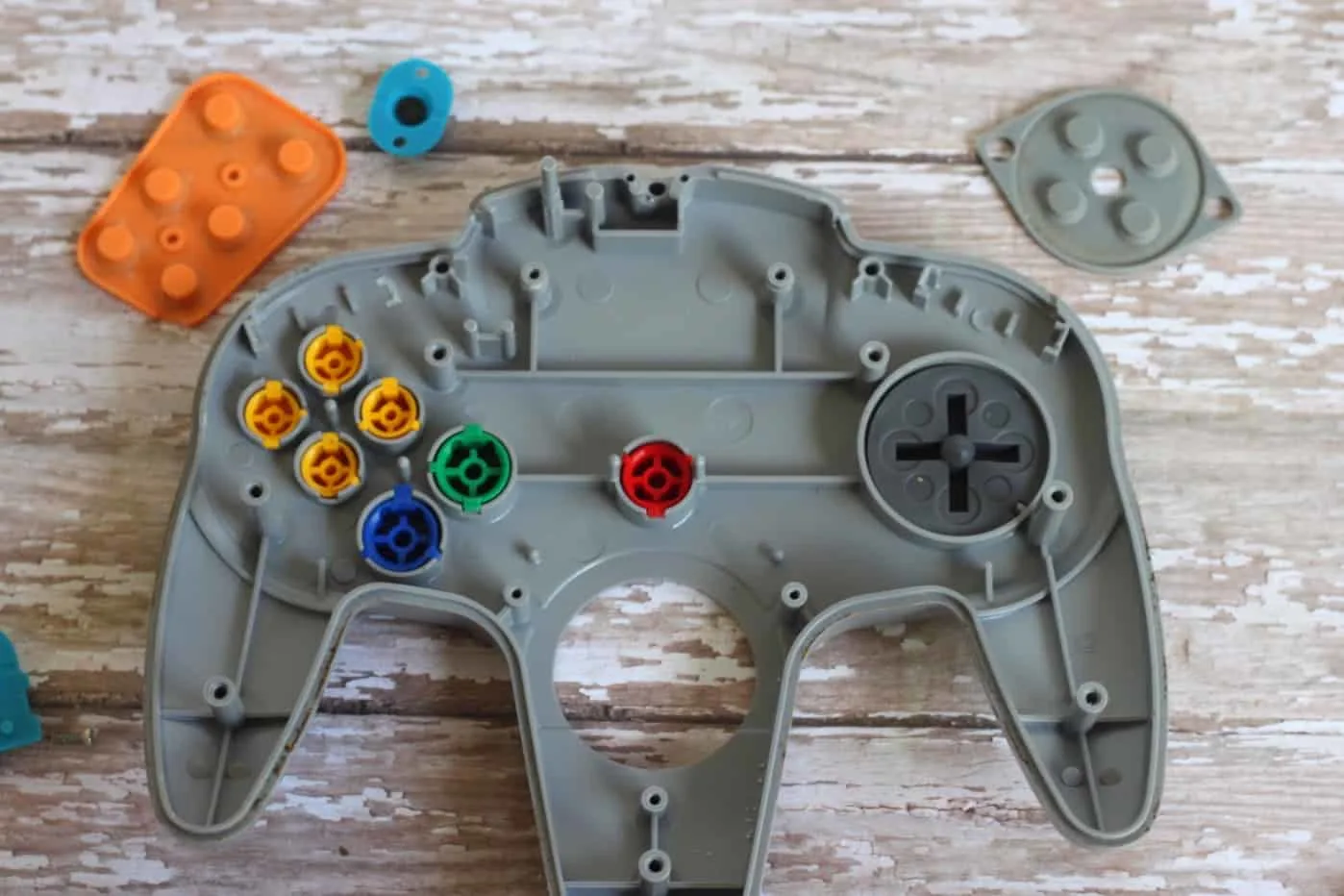 Nintendo 64 controller with the parts removed