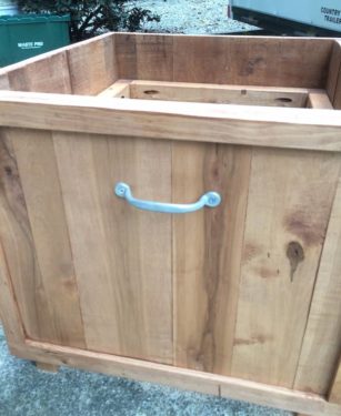 Handle attached to the front of the door