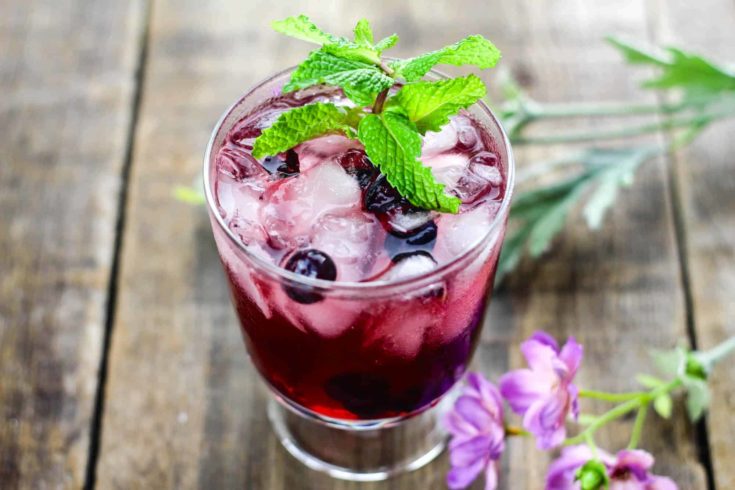 Easy mint, blueberry, and cherry vodka sour recipe