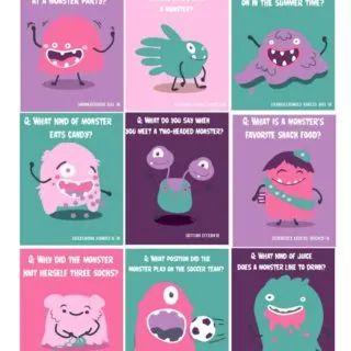Cute lunch box jokes with a monster theme