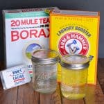 Make this easy (and budget friendly) homemade laundry detergent recipe - it's liquid! No chemicals, dyes, or additives and it's perfect for sensitive skin.