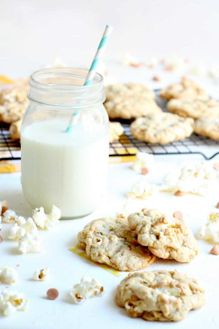 Buttered popcorn and butterscotch chip cookies