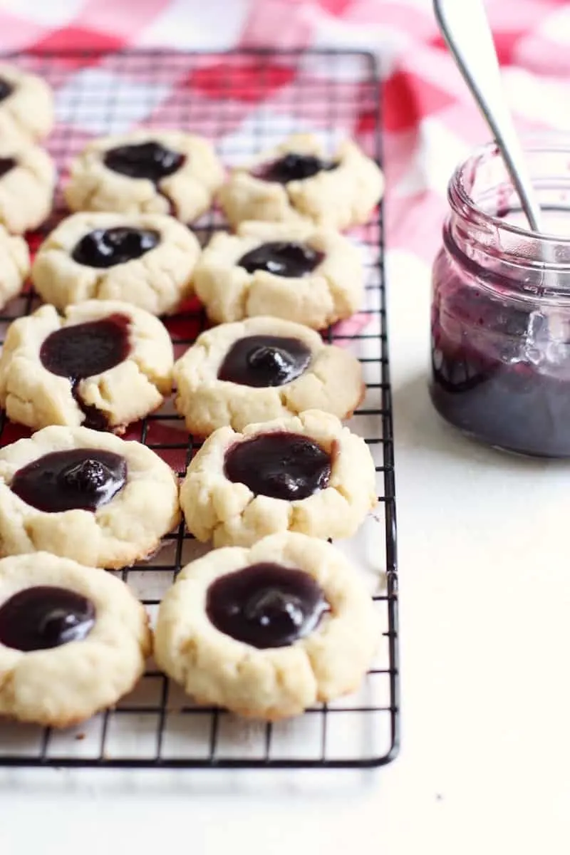 Make these blueberry jam filled thumbprint cookies