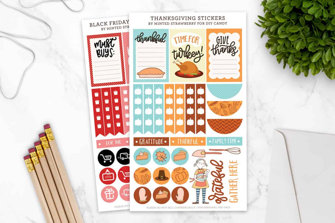 Free Thanksgiving and Black Friday stickers for your planner