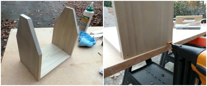 Nail the wooden pieces together using a brad nailer