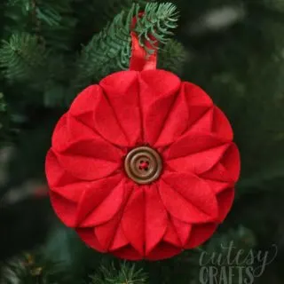 Pretty Poinsettia Felt Christmas Ornament