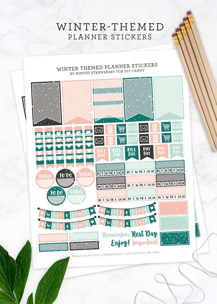 Free winter stickers for your planner