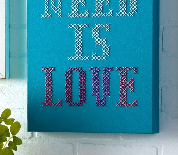 cross stitching quotes on canvas