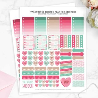 Valentine's stickers printable for a planner