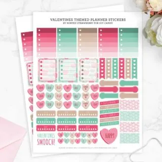 Valentine's stickers printable for a planner
