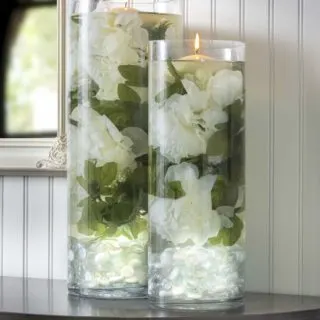 DIY wedding centerpieces with floating candles and LED lights