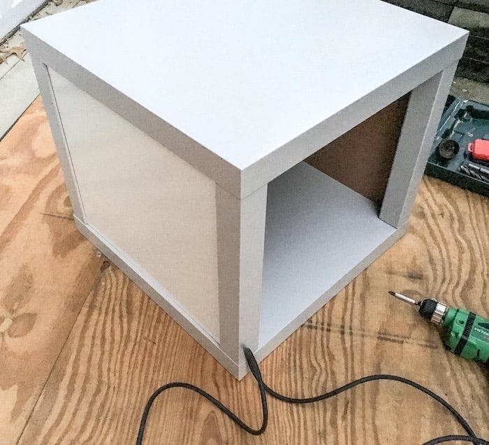 DIY IKEA end table - add the other table top using screws
