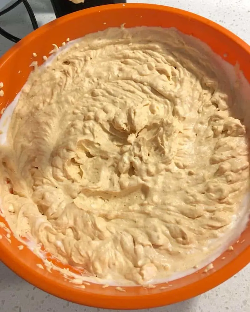 White chocolate chips folded into the batter