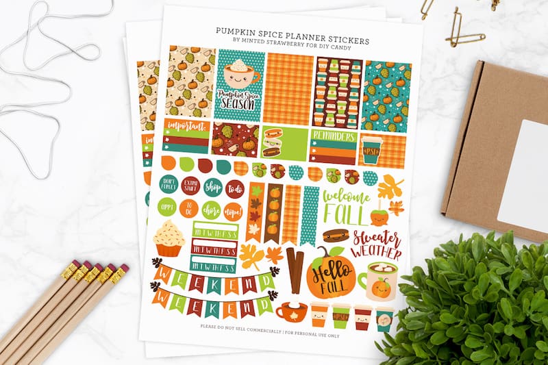 Fall pumpkin spice printable for a planner