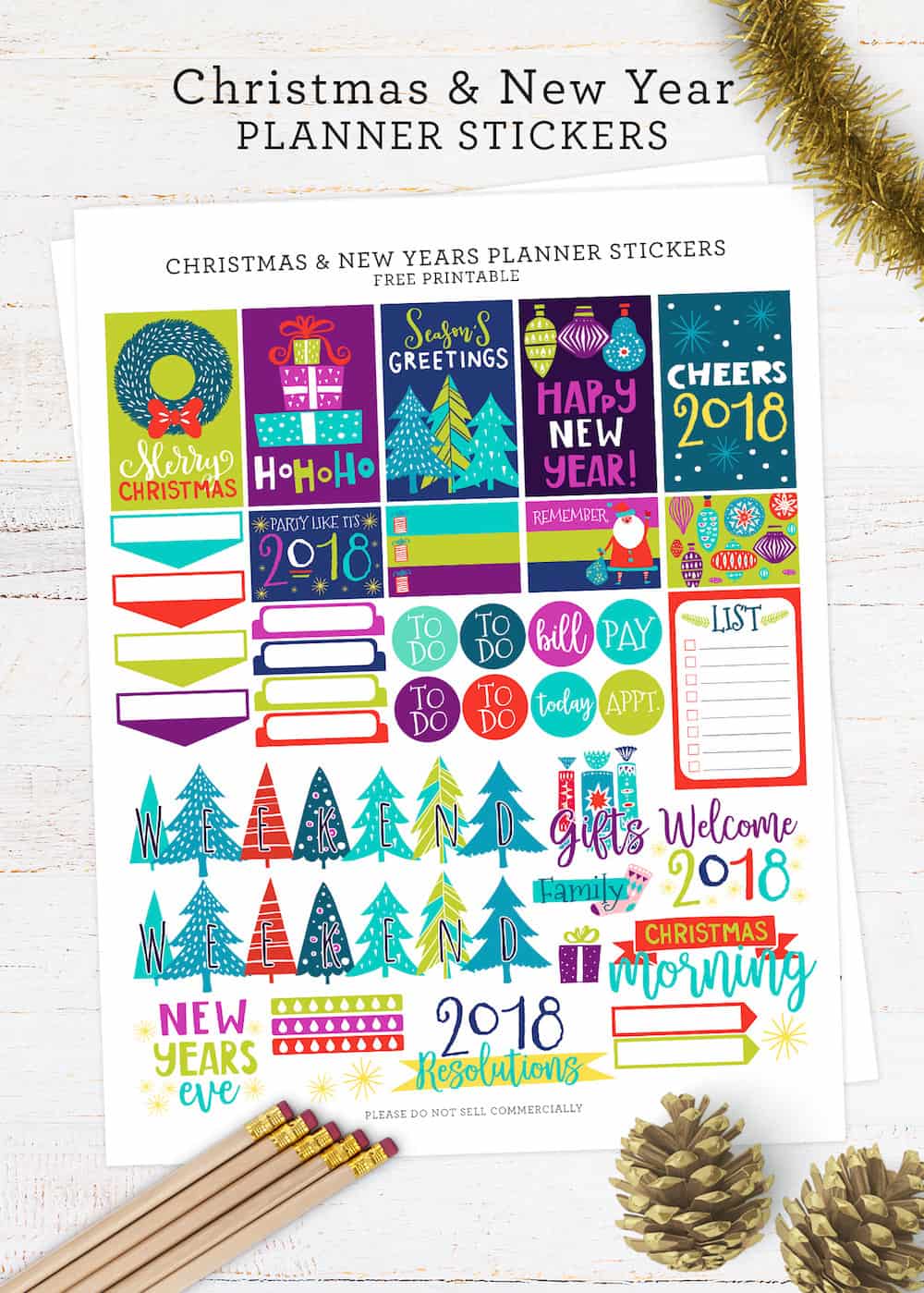 New Year planner stickers