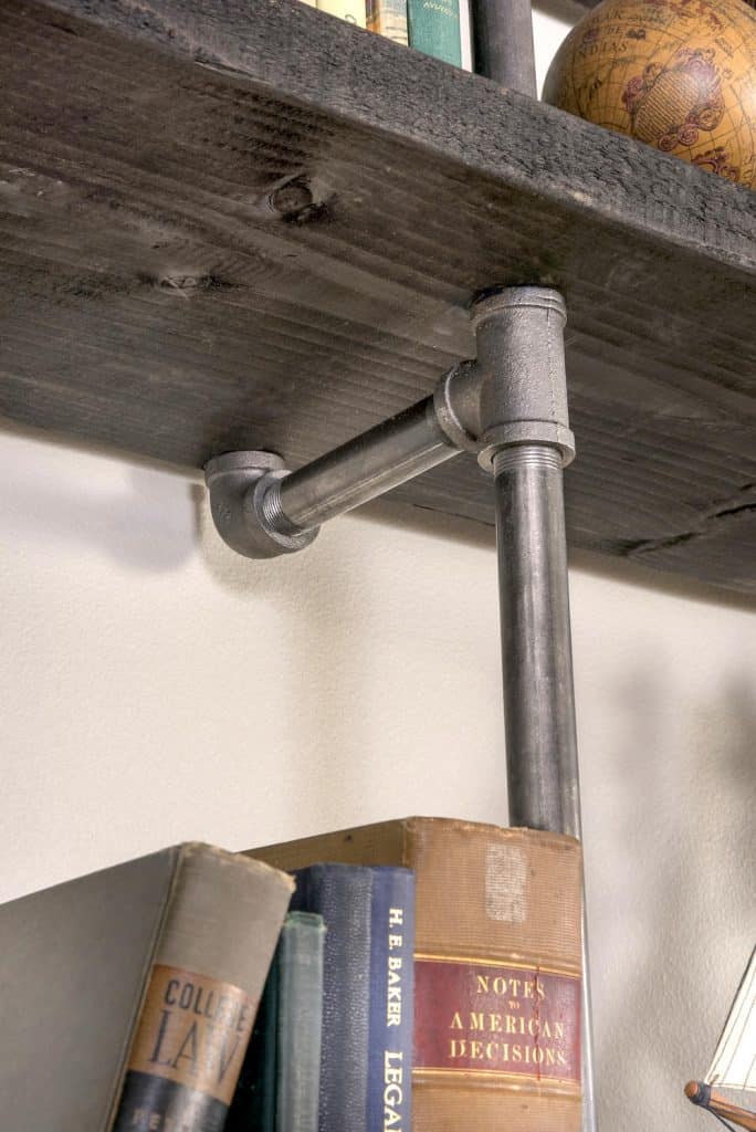DIY wall shelves with pipe and wood