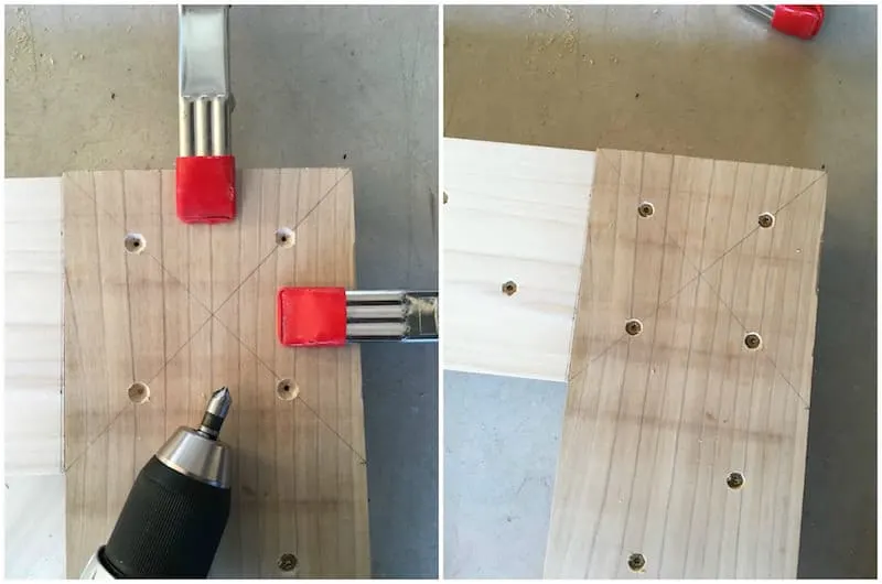 Step 13 DIY bed frame - clamp and screw