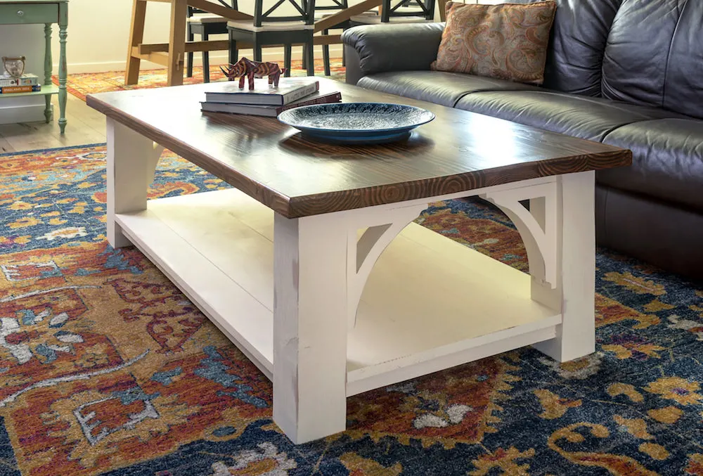 How to Build a Farmhouse Coffee Table (with storage)- free building plans -  The Creative Mom