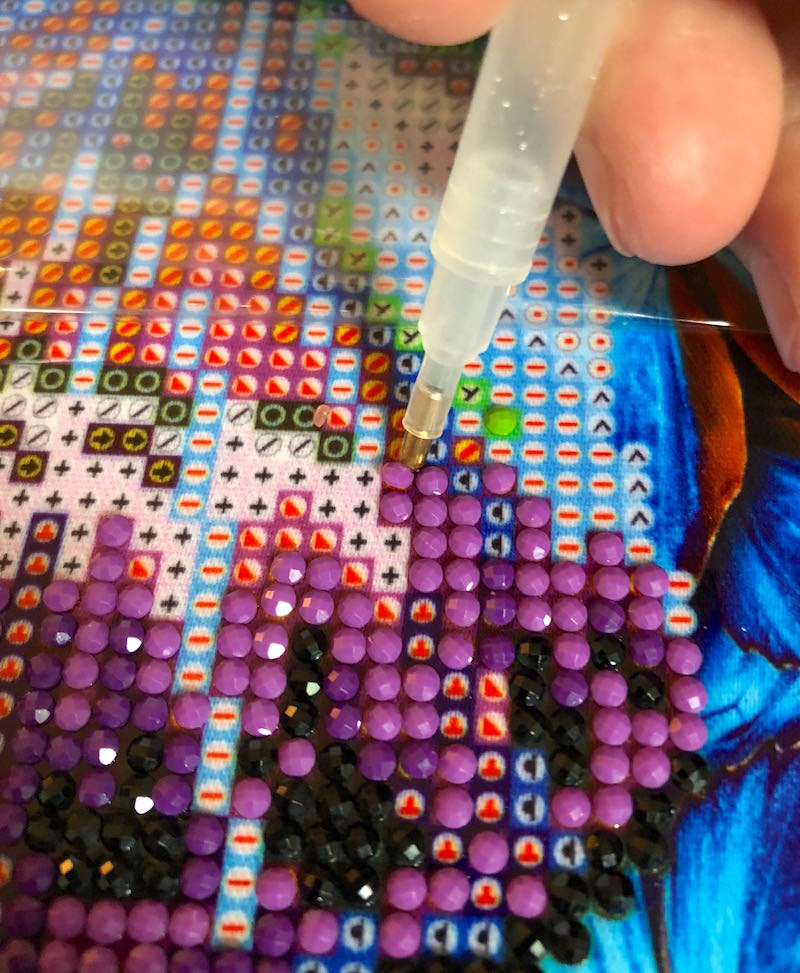 Diamond embroidery using a stylus
