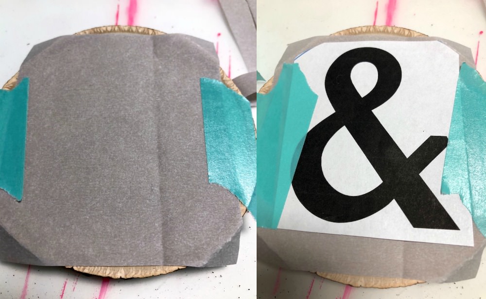 Tape down tracing paper and ampersand template