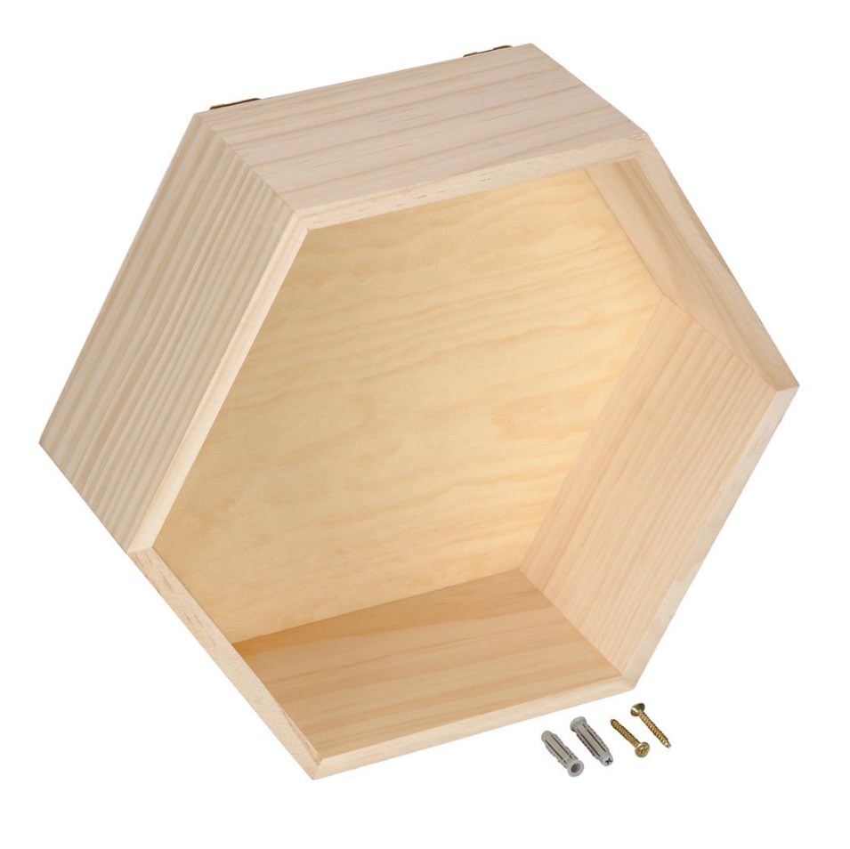 Wooden hexagon shelf from Michaels