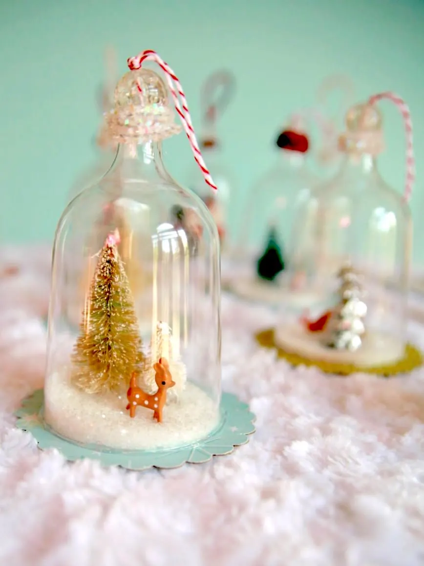 Plastic wine glass snow globes