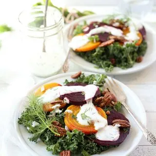 kale salad with beets and dressing