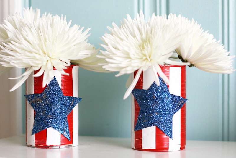 Fourth-of-july can vases