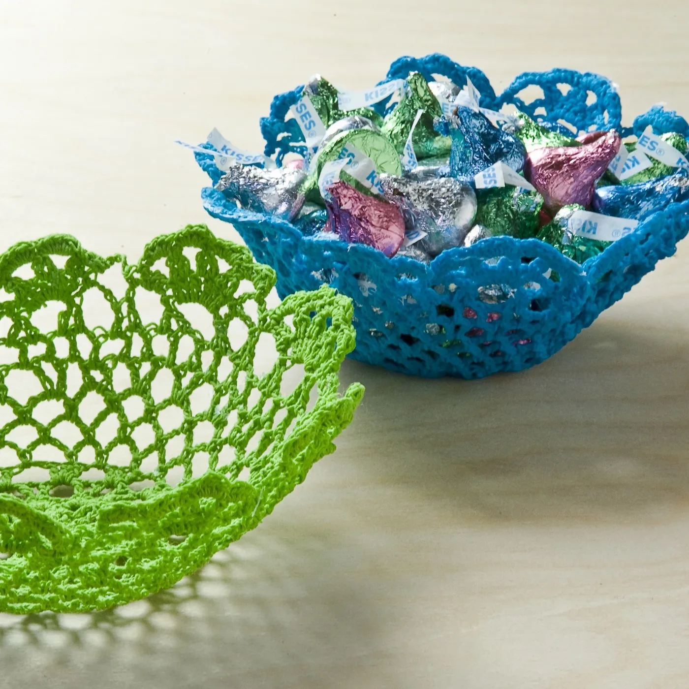 Make bowls out of doilies