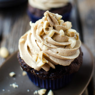 chocolate cake mix zucchini muffins with peanut butter frosting