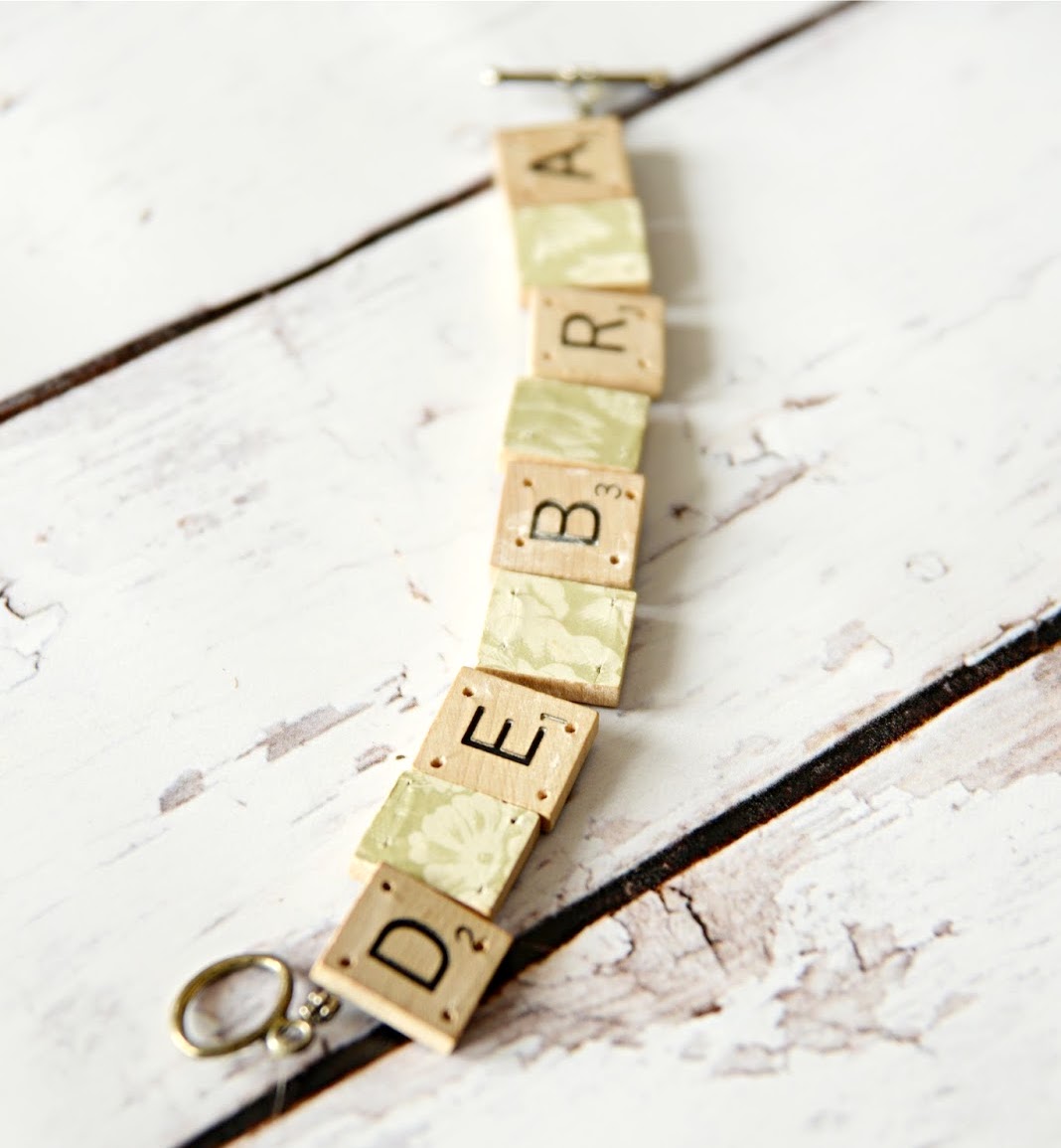 DIY scrabble tile bracelet