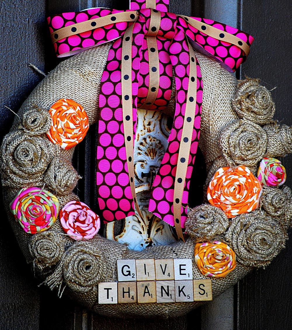 Give thanks scrabble tile wreath