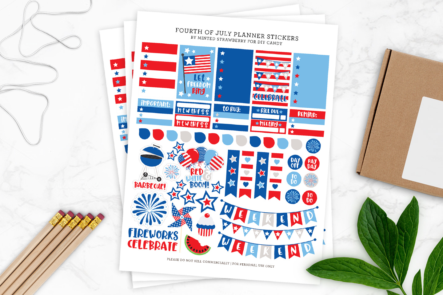 fourth of july planner stickers