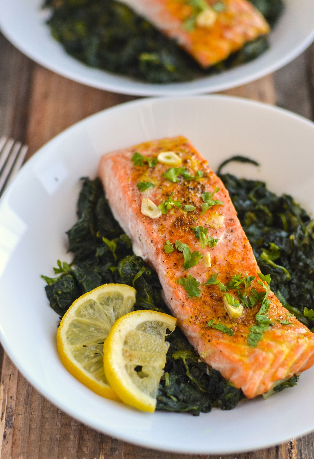 baked salmon and spinach
