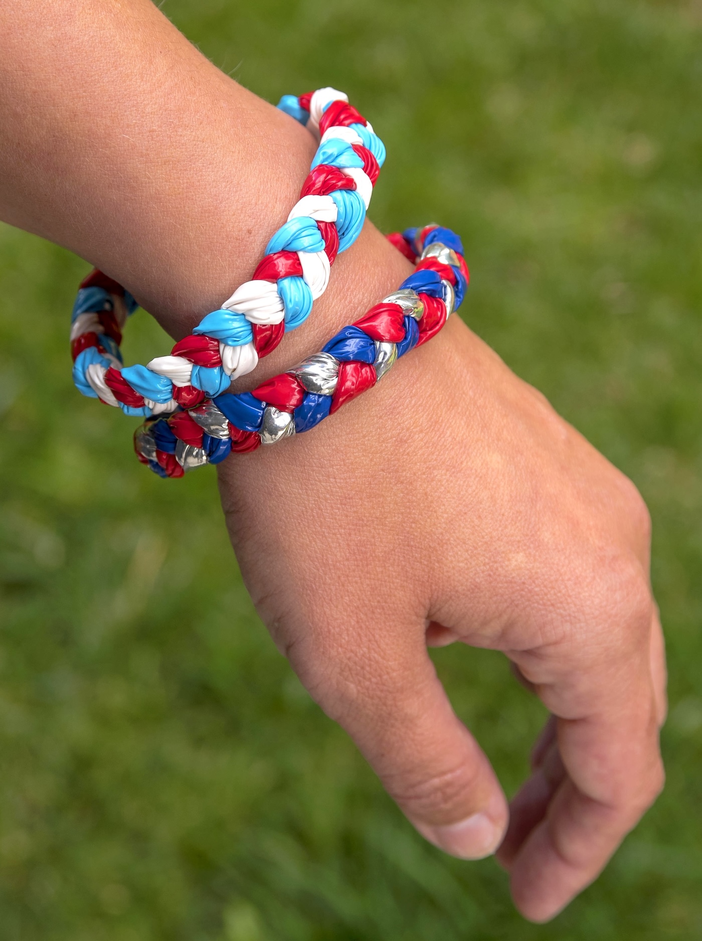 duct tape bracelet on a wrist