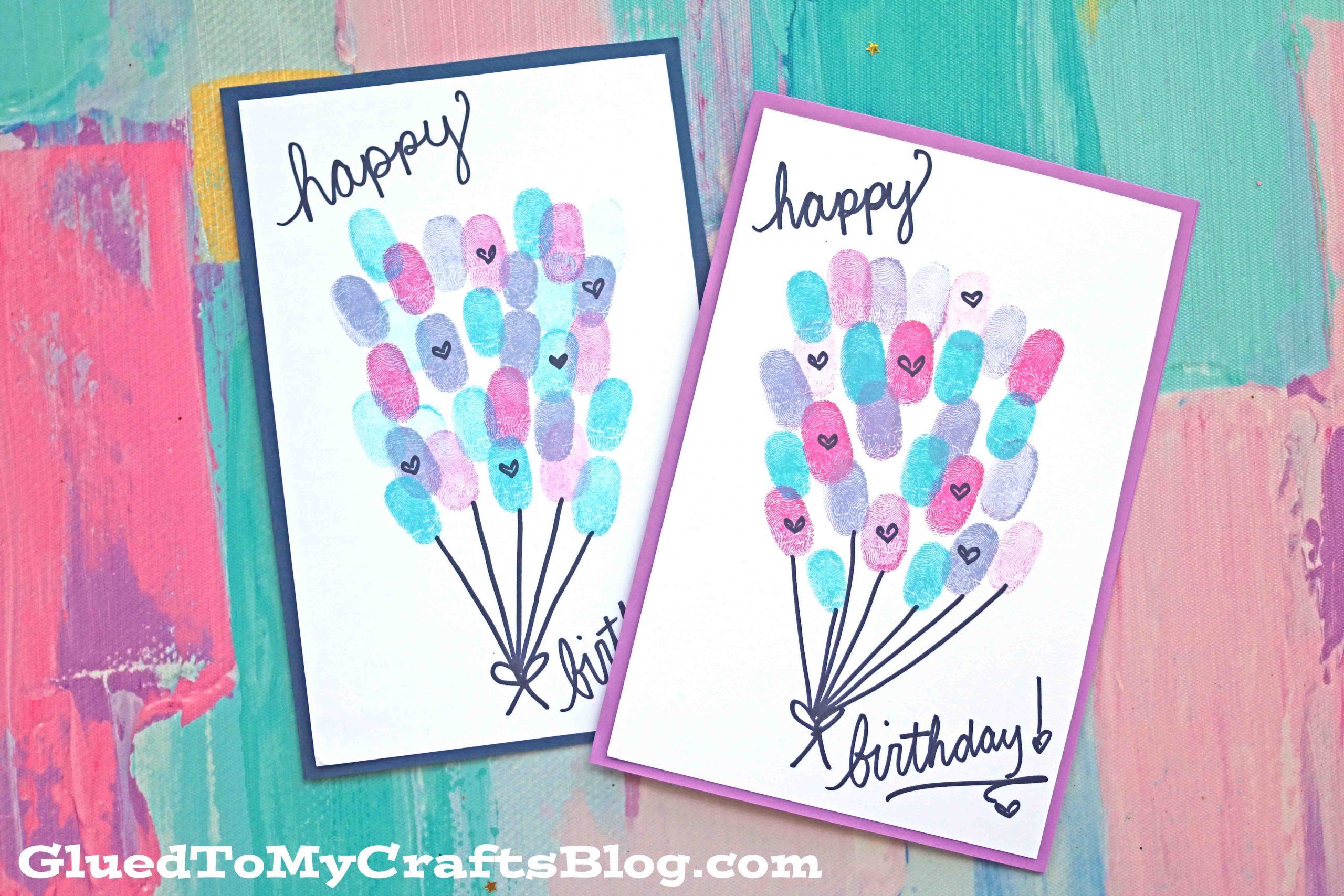 thumbprint balloon birthday card DIY