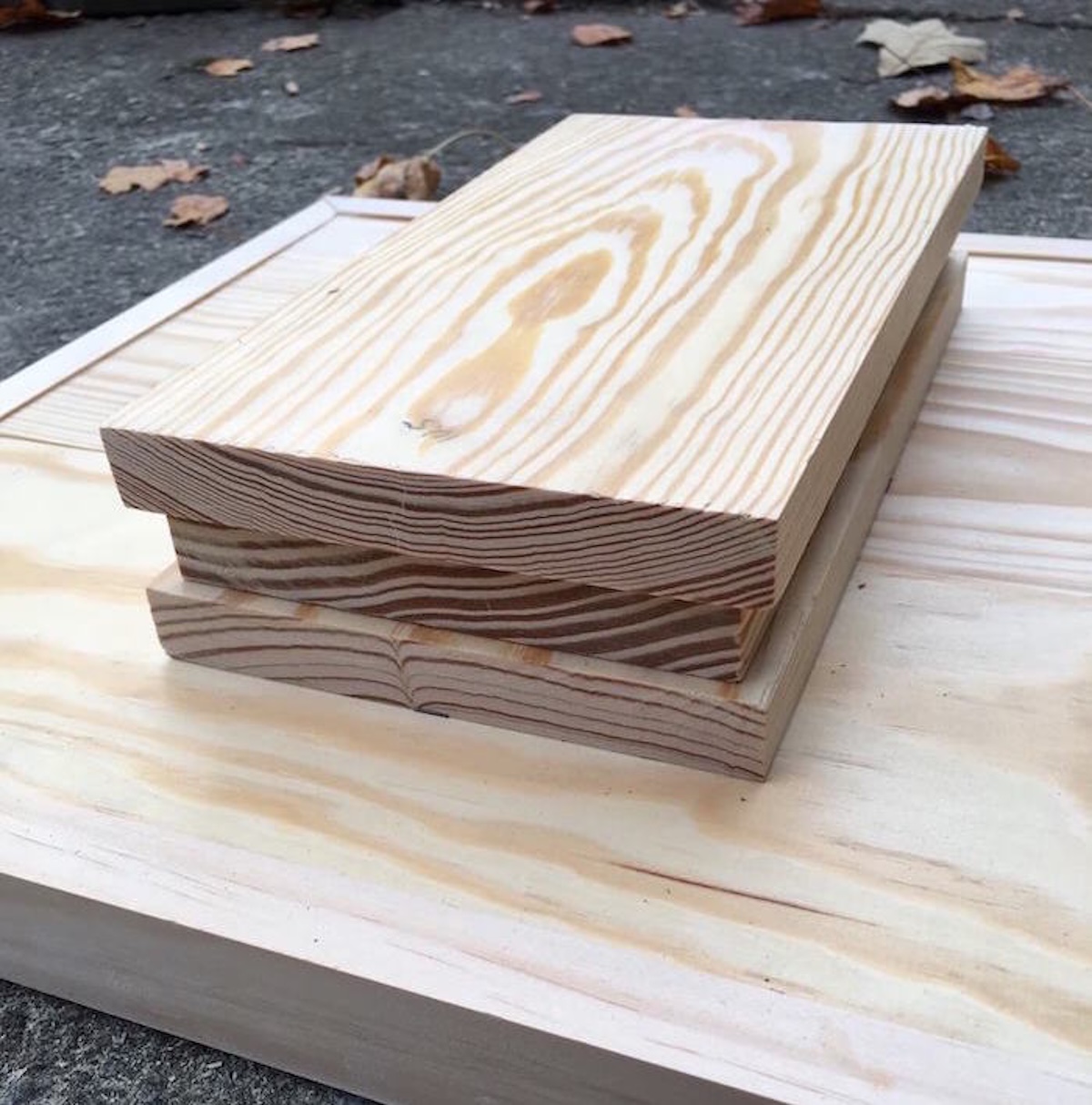 Glued bench leg pieces