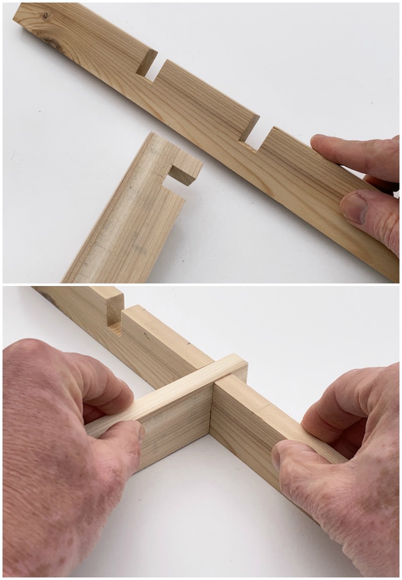 Sliding the pieces of the drawer separator together