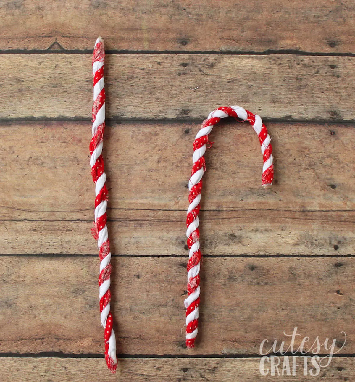 Bending the wire into a candy cane shape