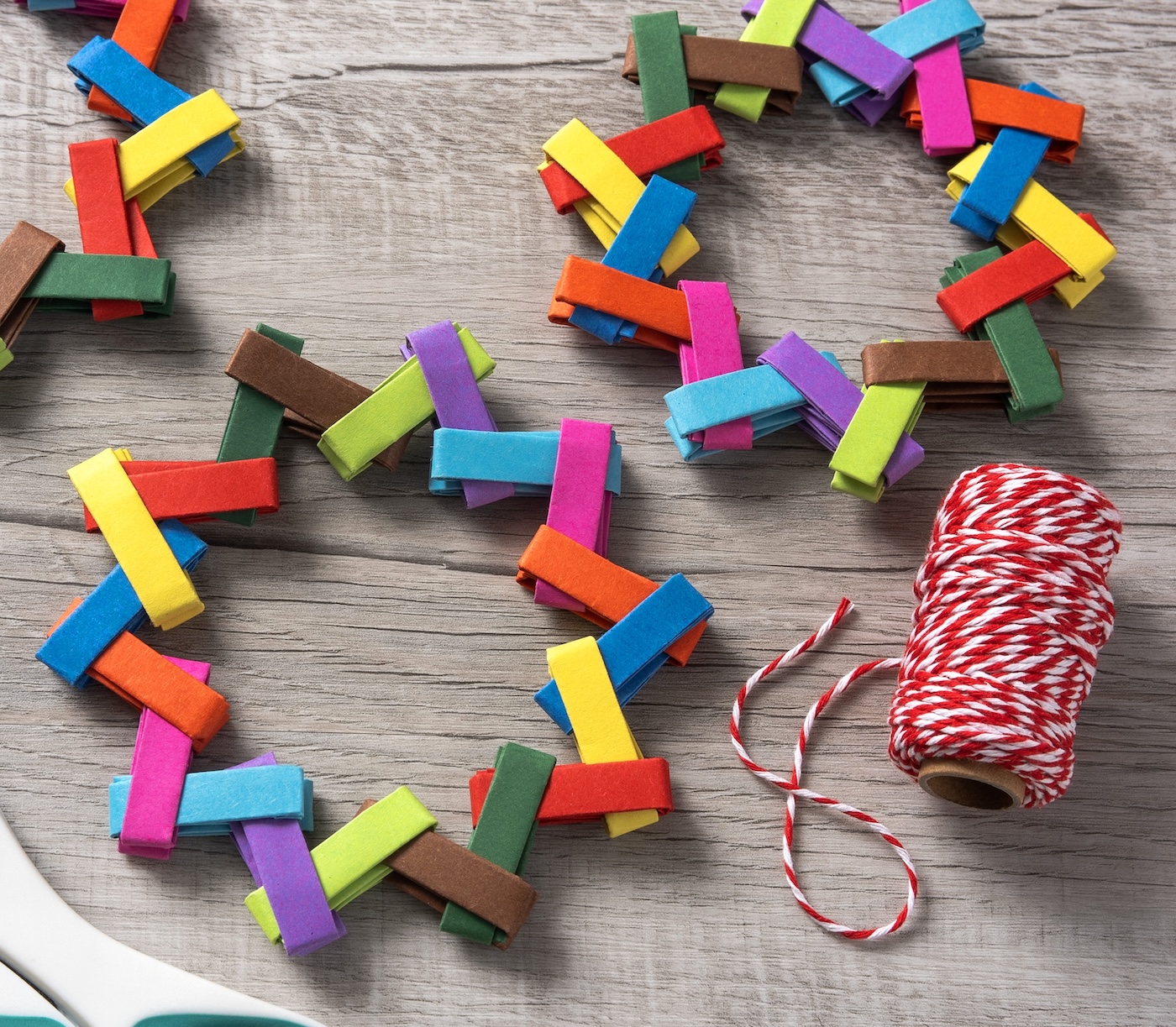 origami christmas ornaments with red baker's twine