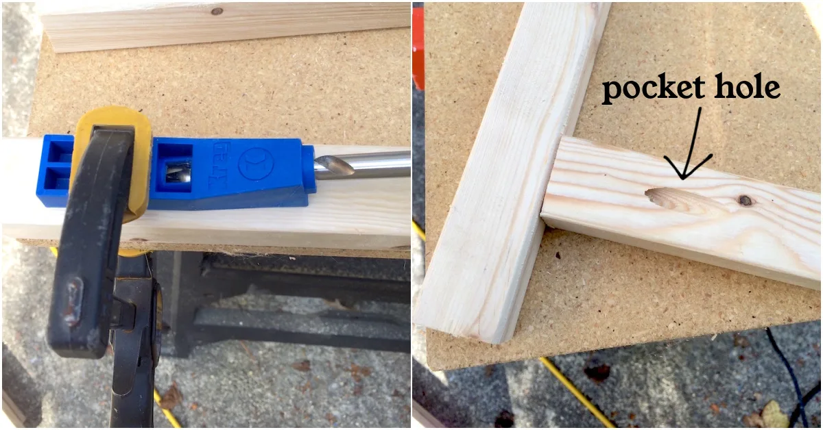 Drilling a pocket hole into a piece of wood - what a finished pocket hole looks like