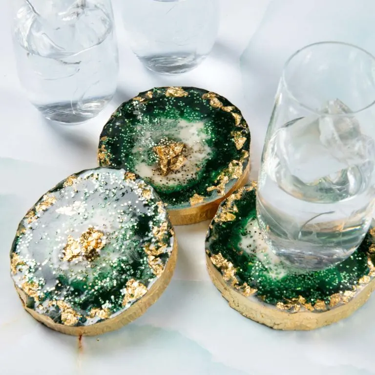 Green Geode Resin Coasters