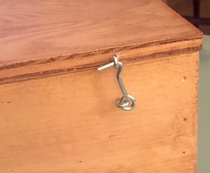 Attached hook and eye