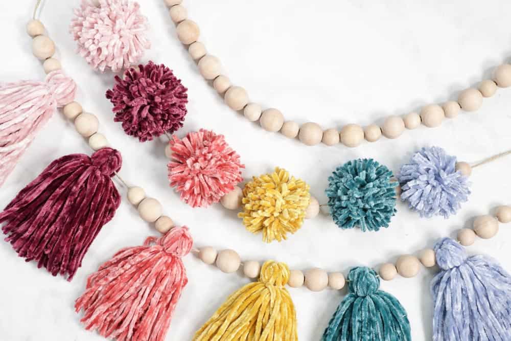 Tassel and pom pom garland