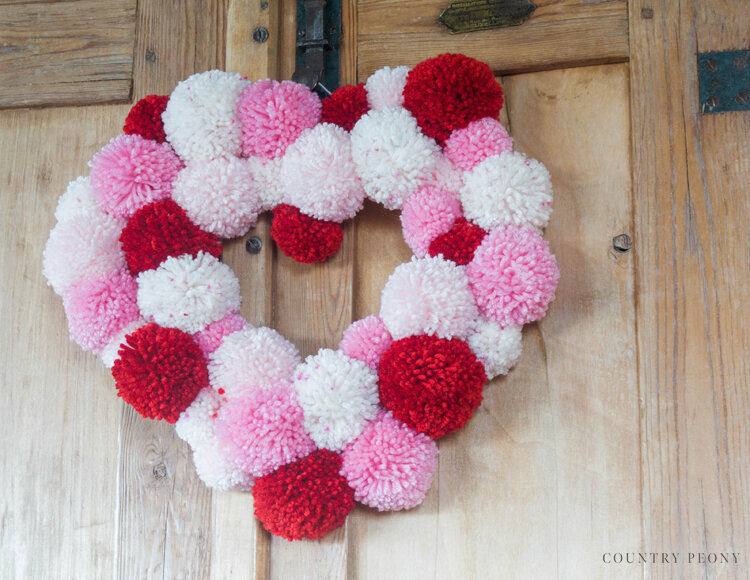 Valentine's Day pom pom wreath