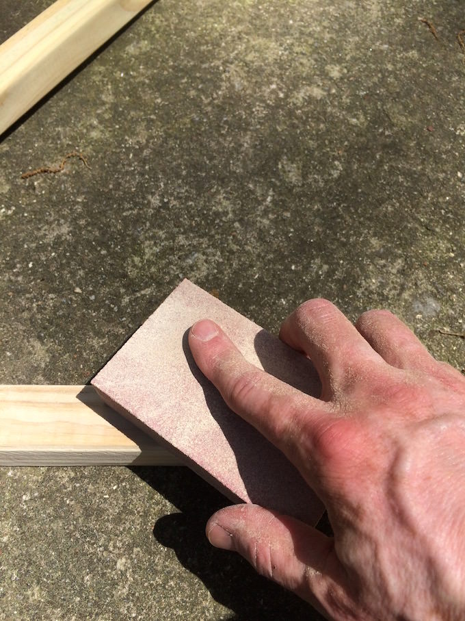 Sanding 2x2s with a sanding block