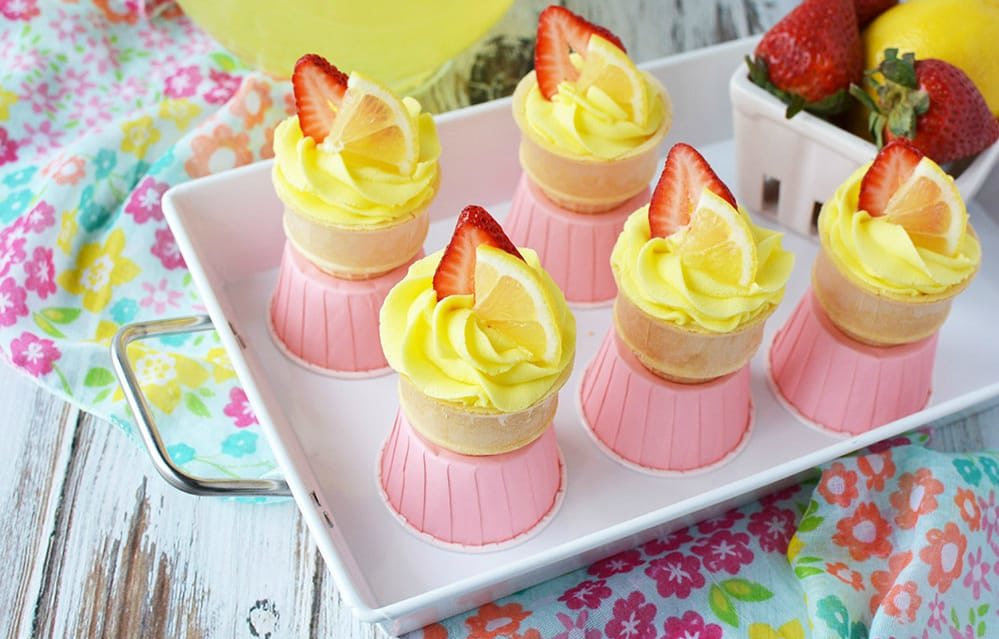 strawberry lemon cone cakes