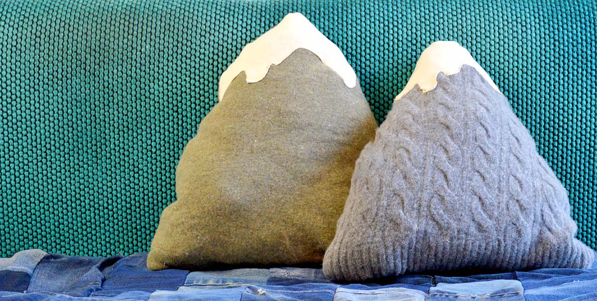 Upcycled Sweater Mountain Cushions